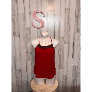 Sequin hearts red blouse size small